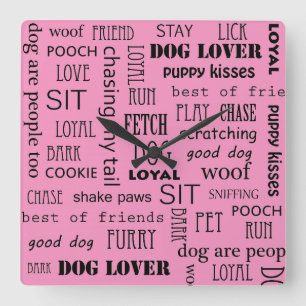 Dog Lover Square Wall Clock