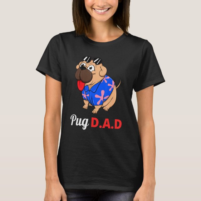 Dog Lover  Summer Beach Sunglasses Funny Pug Dad T-Shirt (Front)