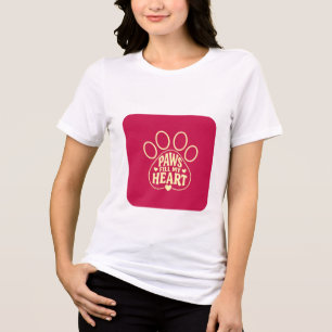 Dog Lover T-Shirt - Paw Print Typography Gift Tri-Blend Shirt