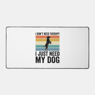 Dog Lover Therapy Quote Vintage Engraving Design_1 Desk Mat