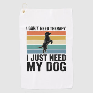 Dog Lover Therapy Quote Vintage Engraving Design_1 Golf Towel