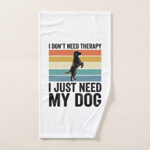 Dog Lover Therapy Quote Vintage Engraving Design_1 Hand Towel