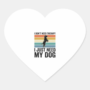 Dog Lover Therapy Quote Vintage Engraving Design_1 Heart Sticker