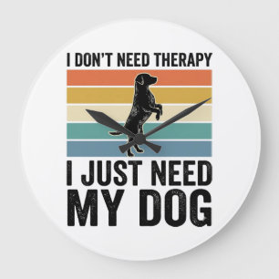 Dog Lover Therapy Quote Vintage Engraving Design_1 Large Clock