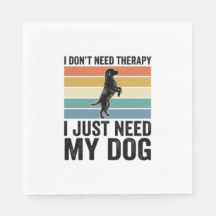 Dog Lover Therapy Quote Vintage Engraving Design_1 Napkin
