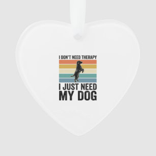 Dog Lover Therapy Quote Vintage Engraving Design_1 Ornament