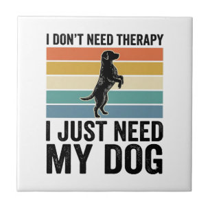 Dog Lover Therapy Quote Vintage Engraving Design_1 Tile