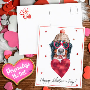 Dog Lover Valentine Gift Bernese Mountain Holiday Postcard