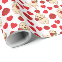 Dog Lover Valentine Gift Wrapping Paper - White