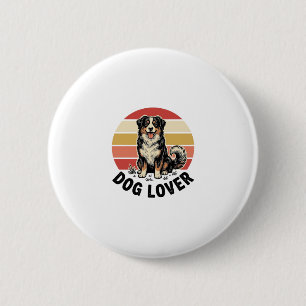 Dog Lover Vintage Engraving Cute Dog Sunset Design 6 Cm Round Badge