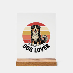 Dog Lover Vintage Engraving Cute Dog Sunset Design Acrylic Sign
