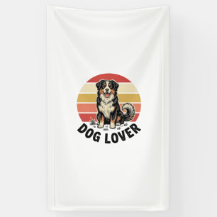 Dog Lover Vintage Engraving Cute Dog Sunset Design Banner