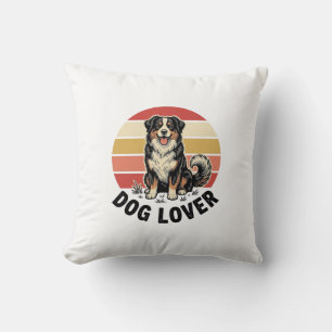 Dog Lover Vintage Engraving Cute Dog Sunset Design Cushion