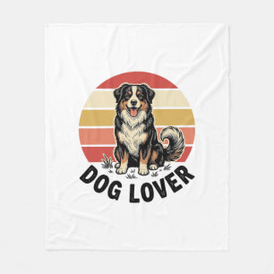 Dog Lover Vintage Engraving Cute Dog Sunset Design Fleece Blanket