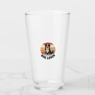 Dog Lover Vintage Engraving Cute Dog Sunset Design Glass