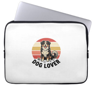 Dog Lover Vintage Engraving Cute Dog Sunset Design Laptop Sleeve