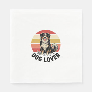 Dog Lover Vintage Engraving Cute Dog Sunset Design Napkin