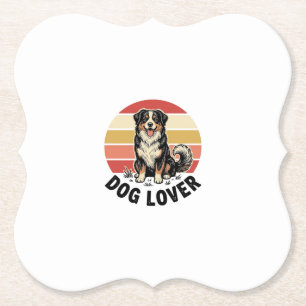 Dog Lover Vintage Engraving Cute Dog Sunset Design Paper Coaster