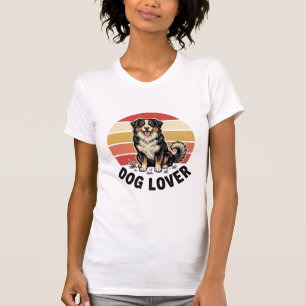 Dog Lover Vintage Engraving Cute Dog Sunset Design T-Shirt