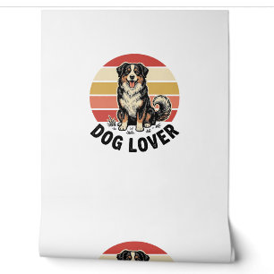 Dog Lover Vintage Engraving Cute Dog Sunset Design Wallpaper