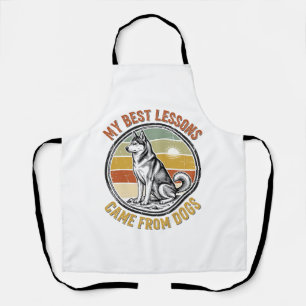 Dog Lover Vintage Shirt with Wise Husky Engraving_ Apron