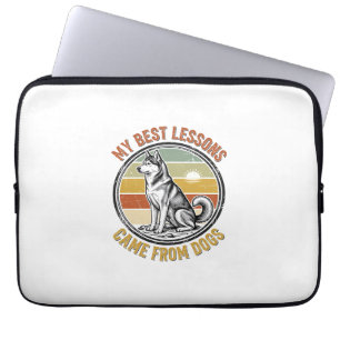 Dog Lover Vintage Shirt with Wise Husky Engraving_ Laptop Sleeve