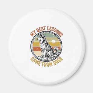 Dog Lover Vintage Shirt with Wise Husky Engraving_ Magnet