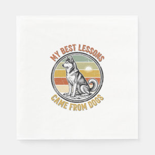 Dog Lover Vintage Shirt with Wise Husky Engraving_ Napkin