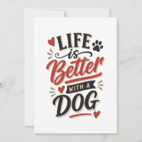 Dog Lover Wall Art - Life is Better with a Dog Red