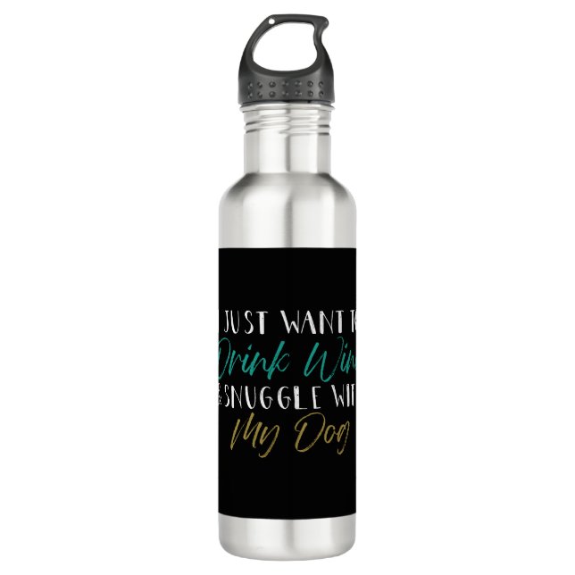 Dog Lover, wine lover, Funny saying 710 Ml Water Bottle (Front)