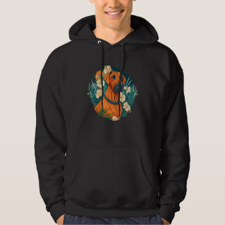 Dog Lover Women Smiling Rhodesian Ridgeback Flower Hoodie