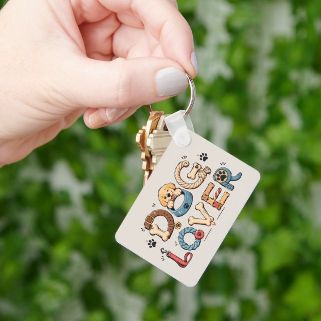 Dog Lover Word Art Key Ring (Hand)