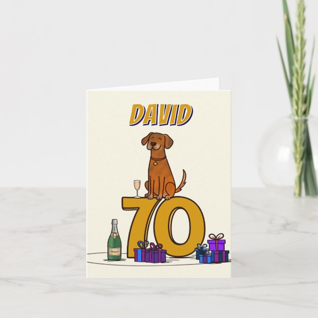 Dog lovers 70th birthday celebration thank you card (Front)