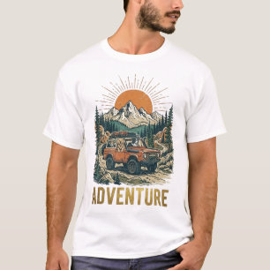 Dog Lovers Adventure Truck Retro Mountain Design T-Shirt
