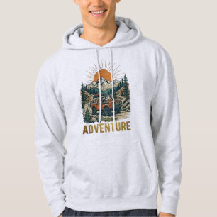 Dog Lovers Adventure Truck Retro Mountain Hoodie