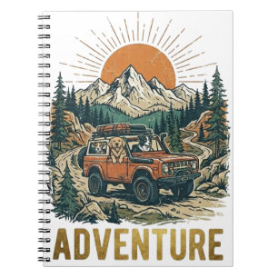 Dog Lovers Adventure Truck Retro Mountain Notebook