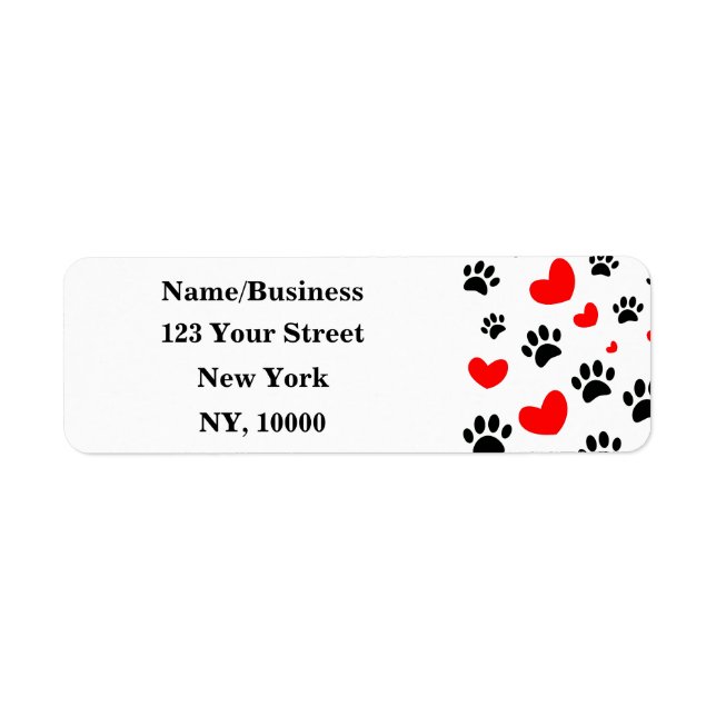 Dog Lovers Black Paw Prints Red Hearts Editable (Front)