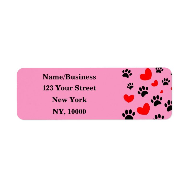 Dog Lovers Black Paw Prints Red Hearts Pattern (Front)