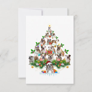 Dog Lovers   Bulldog Christmas Tree Ornaments RSVP Card