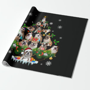 Dog Lovers   Bulldog Christmas Tree Ornaments Wrapping Paper