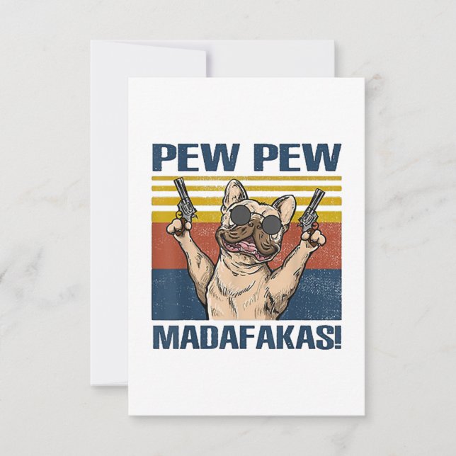 Dog Lovers | Bulldog Pew Pew Madafakas RSVP Card (Front)