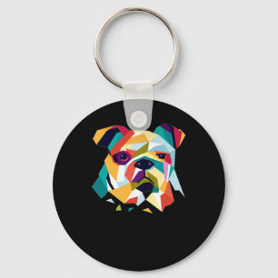 Dog Lovers   Bulldog Polygonal Abstract Graphic Key Ring