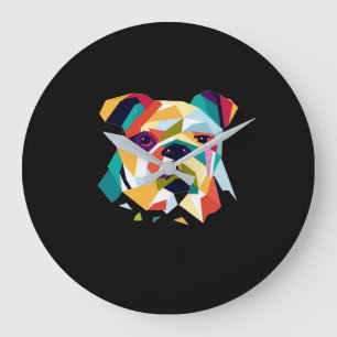 Dog Lovers   Bulldog Polygonal Abstract Graphic Large Clock