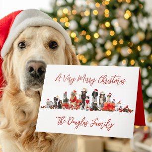 Dog Lovers Christmas with Family Name Holiday Card