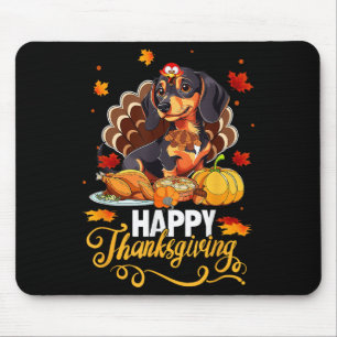 Dog Lovers Cute Dachshund Turkey Happy Thanksgivin Mouse Mat