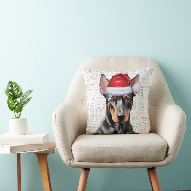 Dog Lover's Doberman Pinscher Christmas Cushion (Chair)
