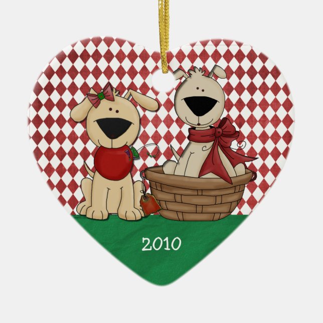 Dog Lovers First Christmas Together Personalised Ceramic Tree Decoration (Front)