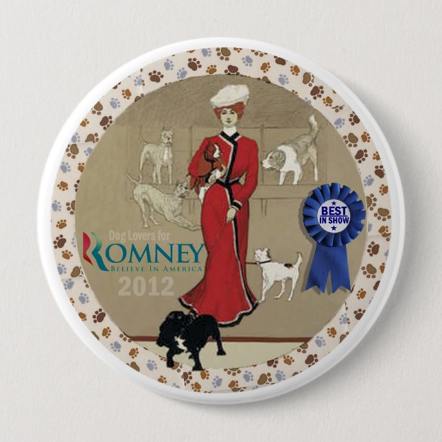 Dog Lovers for Romney 10 Cm Round Badge (Front)