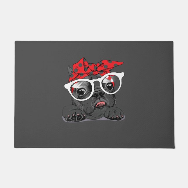 Dog Lovers | French Bulldog Portrait In A Headband Doormat (Front)