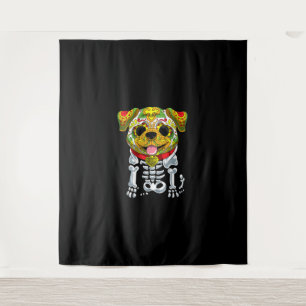 Dog Lovers    Funny Halloween With Bulldog Skull Tapestry